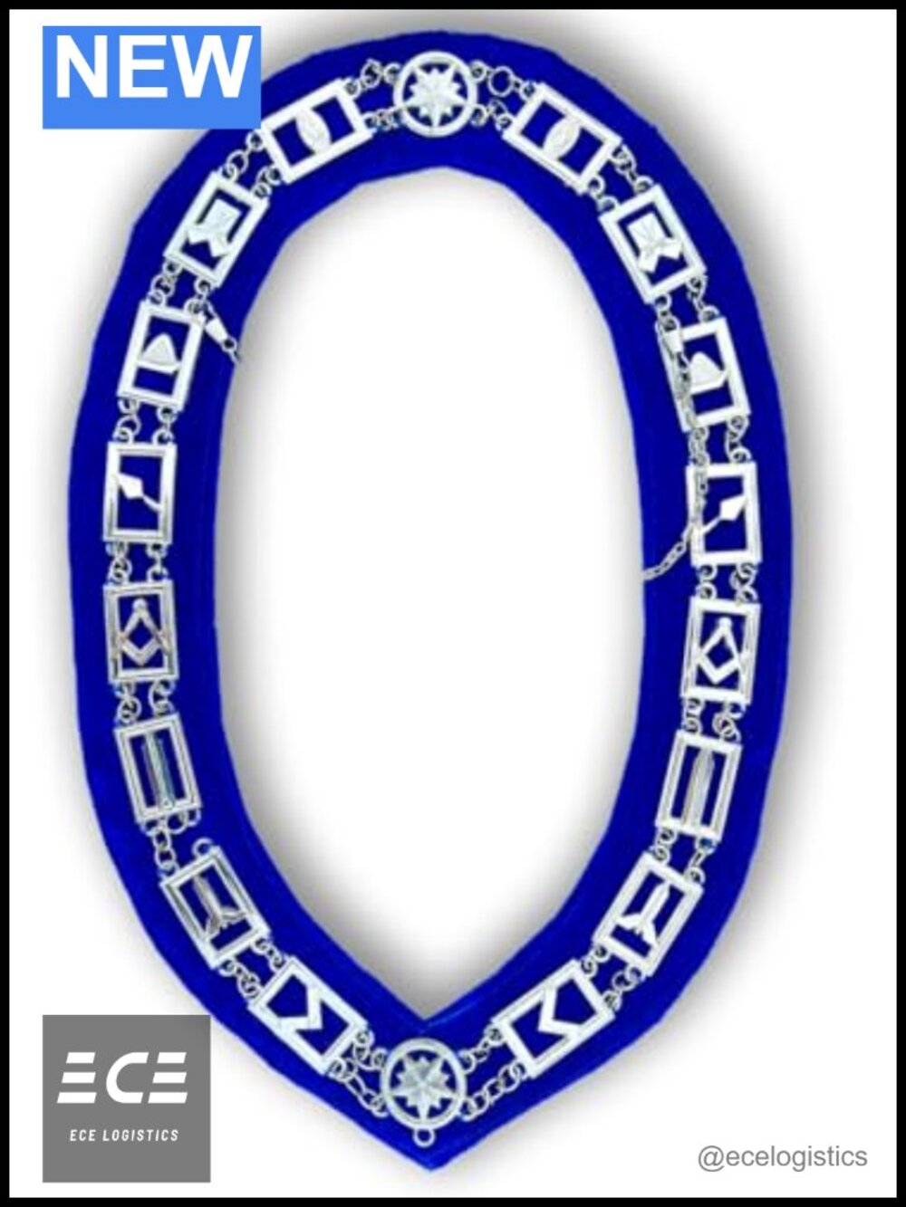 Masonic Blue Lodge Chain Collar Silver Plated Non Slip Regalia Gift